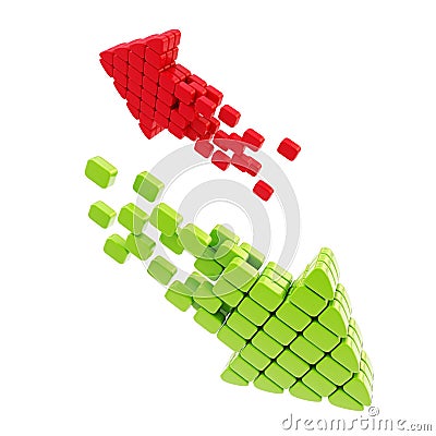 Download upload arrow icon made of cubes Stock Photo