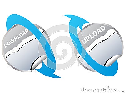 Download and upload buttons Vector Illustration