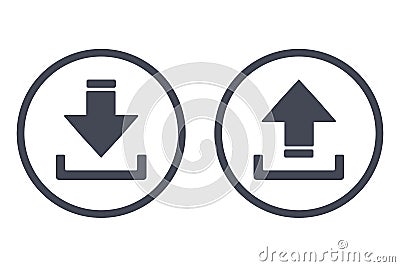 Download and upload icons. Button with arrow up and down simple icon - vector Vector Illustration