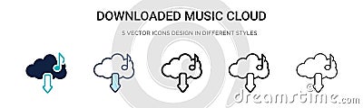 Downloaded music cloud icon in filled, thin line, outline and stroke style. Vector illustration of two colored and black Vector Illustration