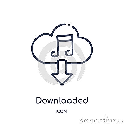 downloaded music cloud icon from music and media outline collection. Thin line downloaded music cloud icon isolated on white Vector Illustration