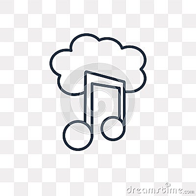 Downloaded Music Cloud vector icon isolated on transparent background, linear Downloaded Music Cloud transparency concept can be Vector Illustration