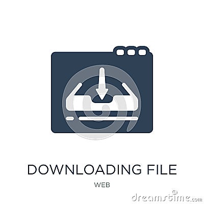 downloading file icon in trendy design style. downloading file icon isolated on white background. downloading file icon Stock Photo