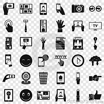 Downloading icons set, simple style Vector Illustration