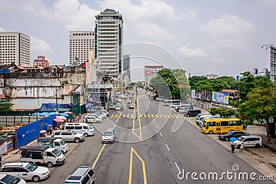 downtown area of Yangon, General Aung San Road, Myanmar, may-2017 Editorial Stock Photo