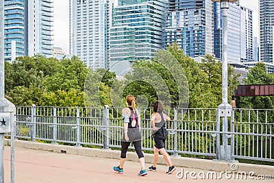 Downtown Austin on the Pfluger Pedestrian Bridge Editorial Stock Photo