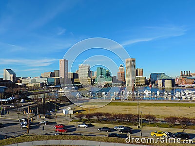 Downtown Baltimore Skyline from Federal Hill Editorial Stock Photo