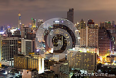 Downtown Bangkok nightscape Editorial Stock Photo