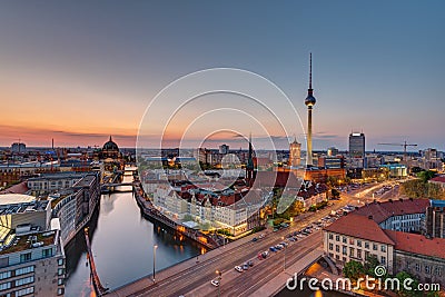 Downtown Berlin with the famous Television Tower Stock Photo