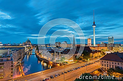 Downtown Berlin with the famous Television Tower Stock Photo