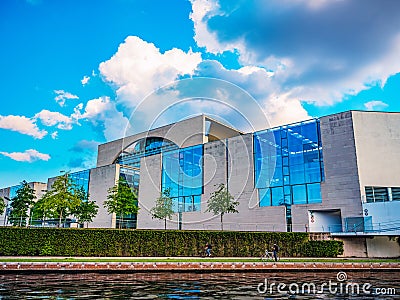 downtown Berlin, view from river Spree at sunset Editorial Stock Photo