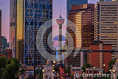 Downtown Calgary Tower Standing Tall Stock Photo