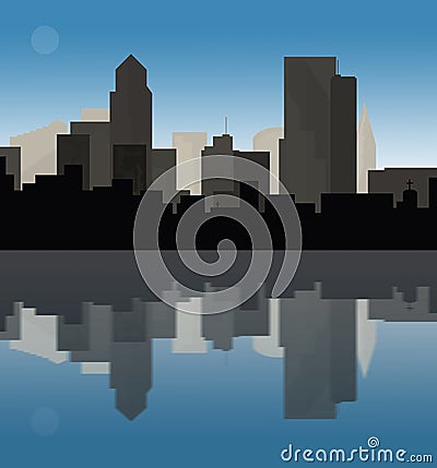 Downtown cityscape at dusk Stock Photo