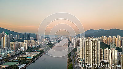 Downtown cityscape at dusk with skyline, bridge Dec 24 2023 Editorial Stock Photo