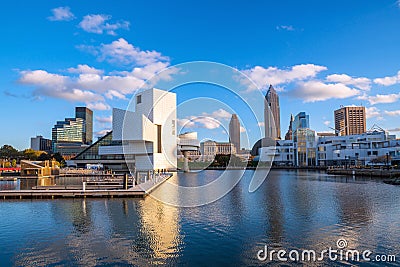 Downtown Cleveland skyline from the lakefront Editorial Stock Photo