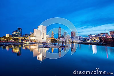 Downtown Cleveland skyline from the lakefront Stock Photo