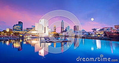 Downtown Cleveland skyline from the lakefront Stock Photo