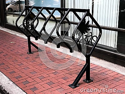 Downtown Columbia Decorative Palmetto Bike Racks Editorial Stock Photo