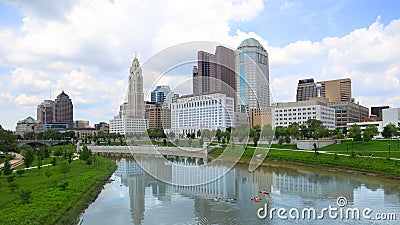 Downtown Columbus,Ohio by Scioto river Editorial Stock Photo