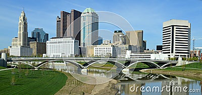 Downtown Columbus Ohio Skyline Rich Street Bridge Editorial Stock Photo