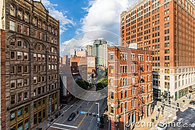 Downtown Culrural District next to Allegheny Landing in Pittsburgh, Pennsylvania Editorial Stock Photo