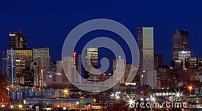 Downtown Denver, Colorado, at night Stock Photo