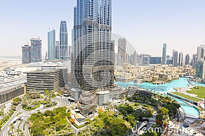 Downtown Dubai Burj Khalifa Kalifa skyscraper building skyline architecture in United Arab Emirates Stock Photo