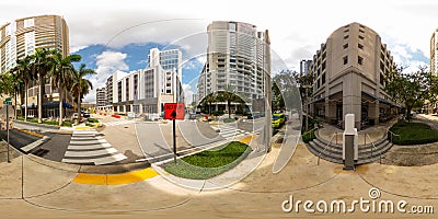 Downtown fort Lauderdale 360 equirectangular photo construction sites circa August 2023 Editorial Stock Photo