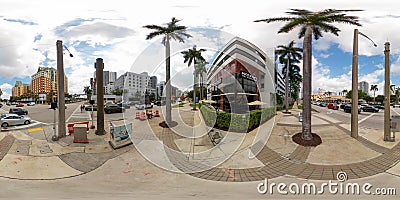 Downtown fort Lauderdale 360 equirectangular photo Mortons Steakhouse Editorial Stock Photo