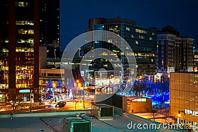 Downtown Grand Rapids during the holidays from above Editorial Stock Photo