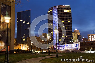 Downtown Grand Rapids at Night Editorial Stock Photo