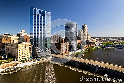 Downtown Grand Rapids is second largest metropolitan area in entire Michigan state Editorial Stock Photo