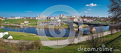 Downtown of Grodno and Neman river. Grodno city, Belarus. Stock Photo