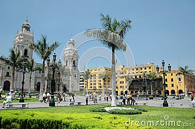 Downtown Lima Peru with colonial buildings Editorial Stock Photo