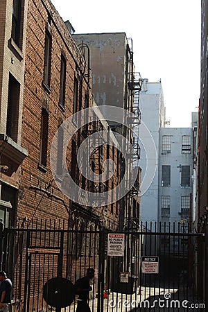 Downtown Los Angeles Alleyway with Gate Editorial Stock Photo