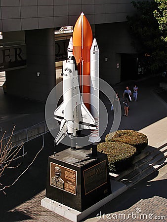 Downtown Los Angeles Space Shuttle Challenger statue Editorial Stock Photo