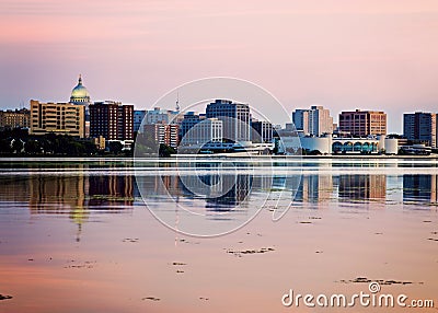 Downtown Madison seen acrross Lake Monona Stock Photo