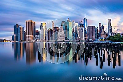 Downtown Manhattan across East River Stock Photo