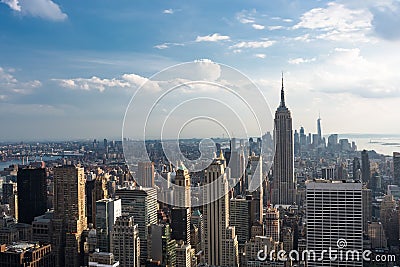 Downtown Manhattan Skyline with the Empire State Building, New York City Stock Photo