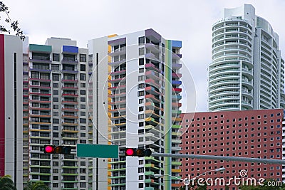 Downtown Miami urban city skyscrapers buildings Stock Photo