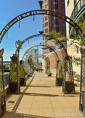 Downtown Milwaukee River Walk Stock Photo