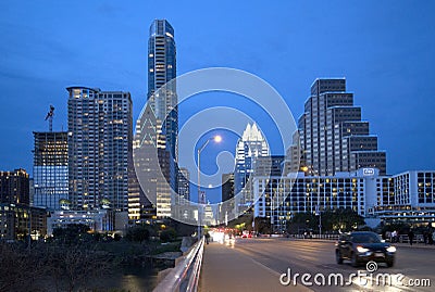 Modern city Austin congress street night view TX USA Editorial Stock Photo