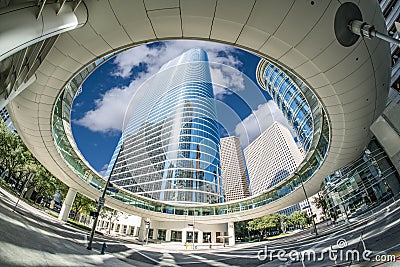 Downtown Houston Sky Walk Stock Photo