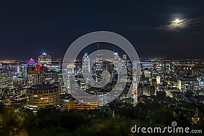 Downtown Montreal view from Mont-Royal Editorial Stock Photo