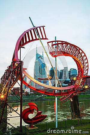 Downtown Nashville cityscape in the evening Editorial Stock Photo