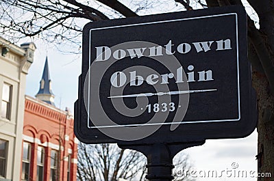Downtown Oberlin Sign Stock Photo