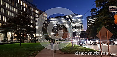 Downtown Queens Park Toronto at Night Time Editorial Stock Photo