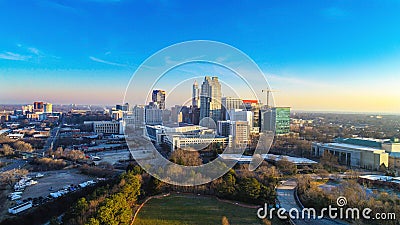 Downtown Raleigh, North Carolina, USA Skyline Aerial Stock Photo