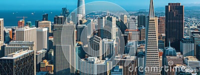 Downtown San Francisco aerial view Stock Photo