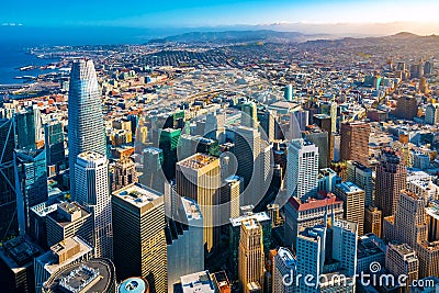 Downtown San Francisco aerial view Stock Photo